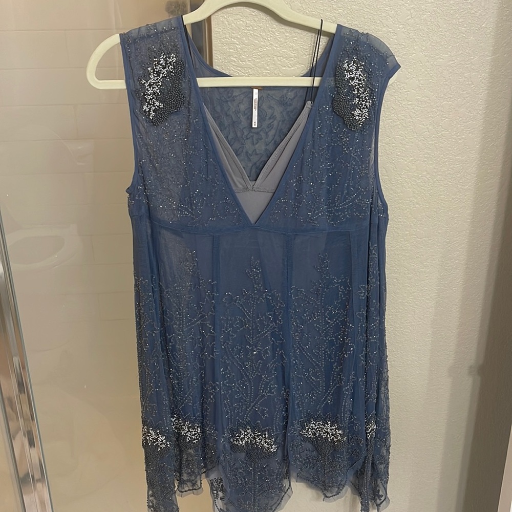 Free People mini dress + Slip - Size extra small - color blue